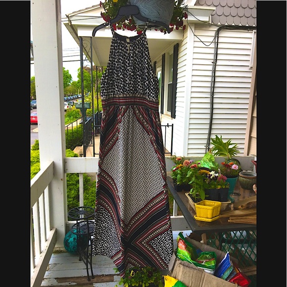 Empire Waist Multi Color Maxi Dress Awesome Designs Excellent Condition Chicos 2 - Picture 2 of 15